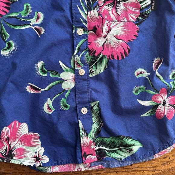 Vans Boys Shirt Youth 7/XL Black Colorful Tropical Hawaiian Beach Casual Cruise - Picture 6 of 13